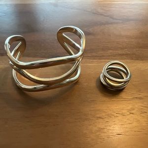 Armani sterling silver cuff & matching ring size 6.5